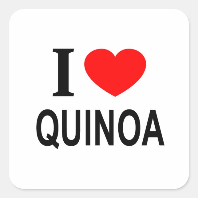 I ❤️ QUINOA I LIEBE QUINOA I HERZ QUINOA QUADRATISCHER AUFKLEBER (Vorderseite)