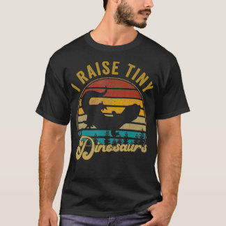 I Raise Tiny Dinosaurs Funny Vintag Retro 70er Leo T-Shirt