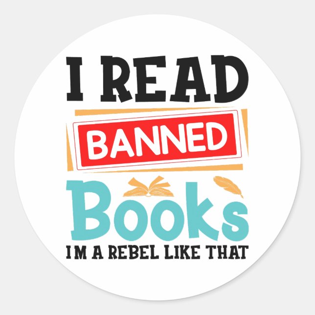 I Read Banned Books Librarian Reader Runder Aufkleber (Vorderseite)