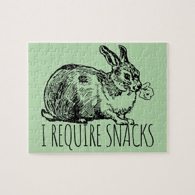 I Require Snacks Cute Bunny Rabbit Puzzle (Horizontal)