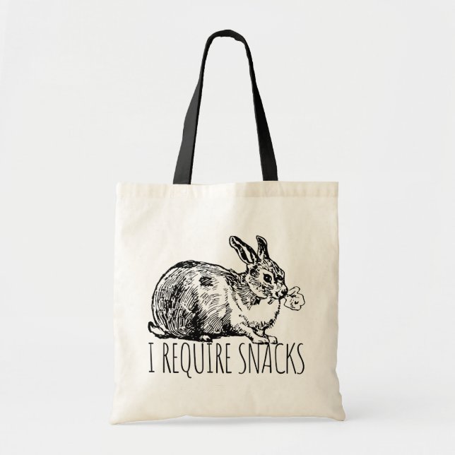 I Require Snacks Cute Bunny Rabbit Tragetasche (Vorne)