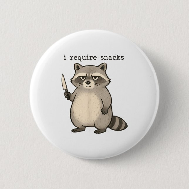 I Require Snacks Funny Mpy Raccoon Trash Meme Snac Button (Vorderseite)