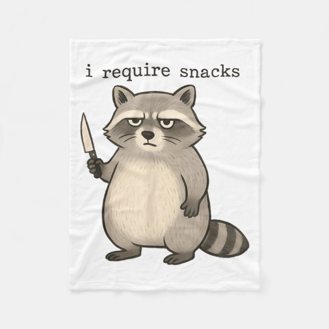 I Require Snacks Funny Mpy Raccoon Trash Meme Snac Fleecedecke (Vorderseite)