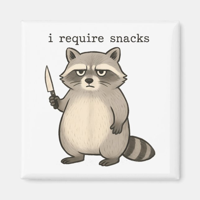 I Require Snacks Funny Mpy Raccoon Trash Meme Snac Magnet (Vorne)