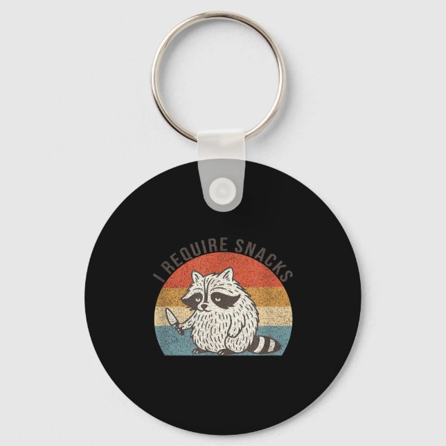 I Require Snacks Raccoon Shirt Men Women Funny Rac Schlüsselanhänger (Vorderseite)