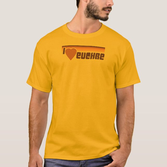 I Retro 70er LiebeEuchre T-Shirt (Vorderseite)