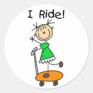 I Ride Strichmännchen Girl Stickers Sticker