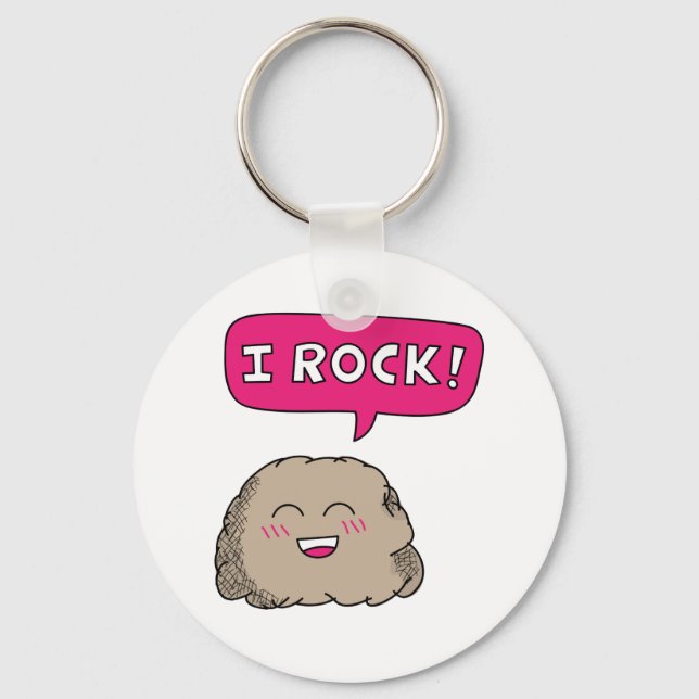 I Rock, Niedlich Cartoon Rock Spaß Schlüsselanhänger (Vorderseite)