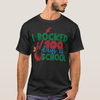 I Rocked 100 Days Of School Electric Guitar Music T-Shirt