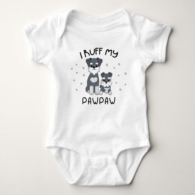 I Ruff My Pawpaw - Niedlicher Welpenhund Baby Strampler (Vorderseite)