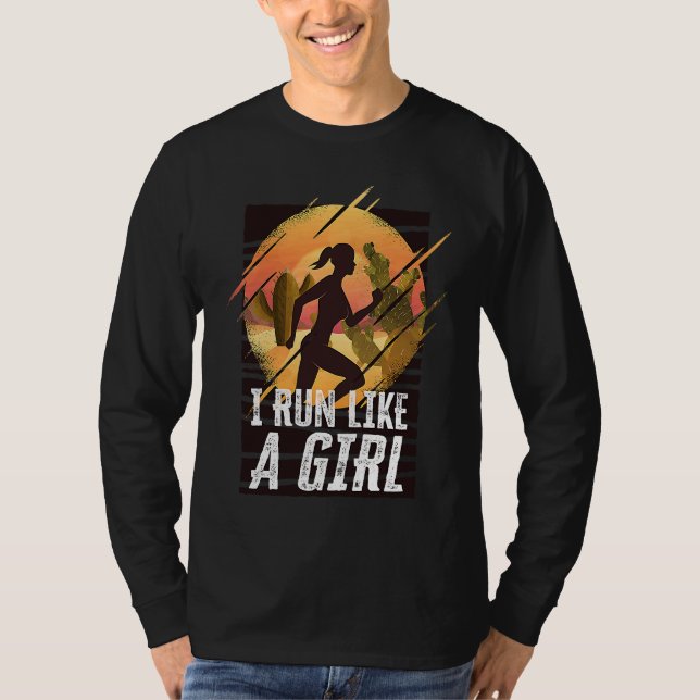 I Run Like A Girls Marathon Runner Marathoner T-Shirt (Vorderseite)
