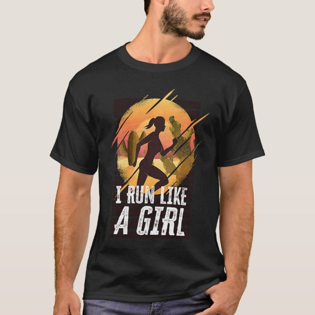 I Run Like A Girls Marathon Runner Marathoner T-Shirt (Vorderseite)