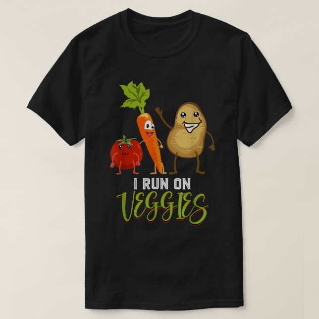I run on veggies Plant Based Vegetables Lover Vege T-Shirt (Design vorne)