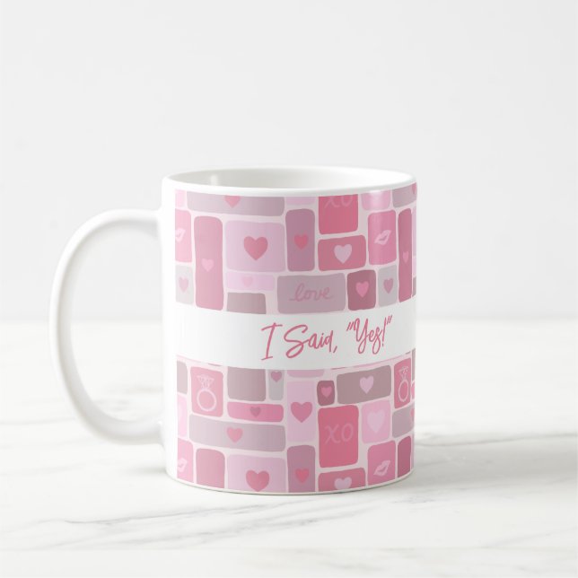 I Said Yes Pink Engagement Modern Script Kaffeetasse (Links)