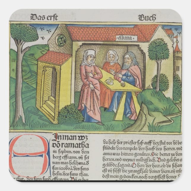I Samuel 1:8 Elkanah tröstet Hannah, aus der 'Nu Quadratischer Aufkleber (Vorderseite)