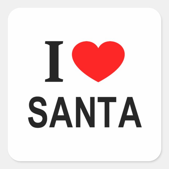 I ❤️ SANTA I LIEBE SANTA I HERART SANTA QUADRATISCHER AUFKLEBER (Vorderseite)