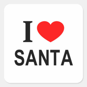 I ❤️ SANTA I LIEBE SANTA I HERART SANTA QUADRATISCHER AUFKLEBER