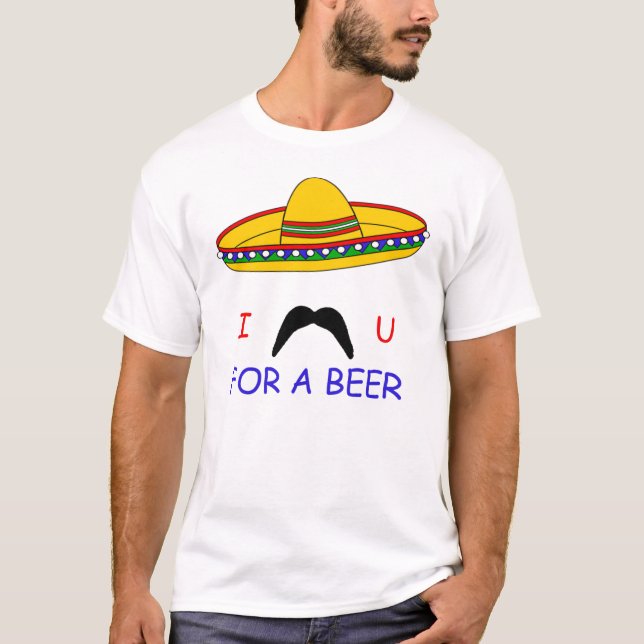 I Schnurrbart Sie für einen T - Shirt Bier Cinco (Vorderseite)