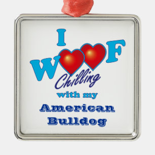 I Schuss-Amerikaner-Bulldogge Silbernes Ornament