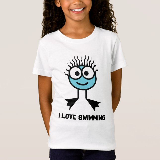 I schwimmende Liebe - blauer Swim-Charakter T-Shirt (Vorderseite)