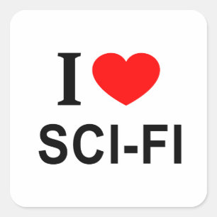 I ❤️ SCI - FI I LIEBE SCI - FI I HEART SCI - FI QUADRATISCHER AUFKLEBER