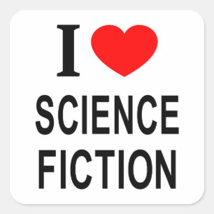 I ❤️ SCIENCE FICTION I LIEBE SCIENCE FICTION ICH H QUADRATISCHER AUFKLEBER