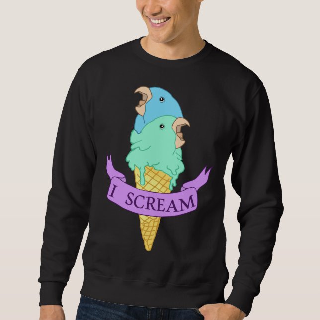I scream Blue Parrotlet Ice cream Turquoise parrot Sweatshirt (Vorderseite)
