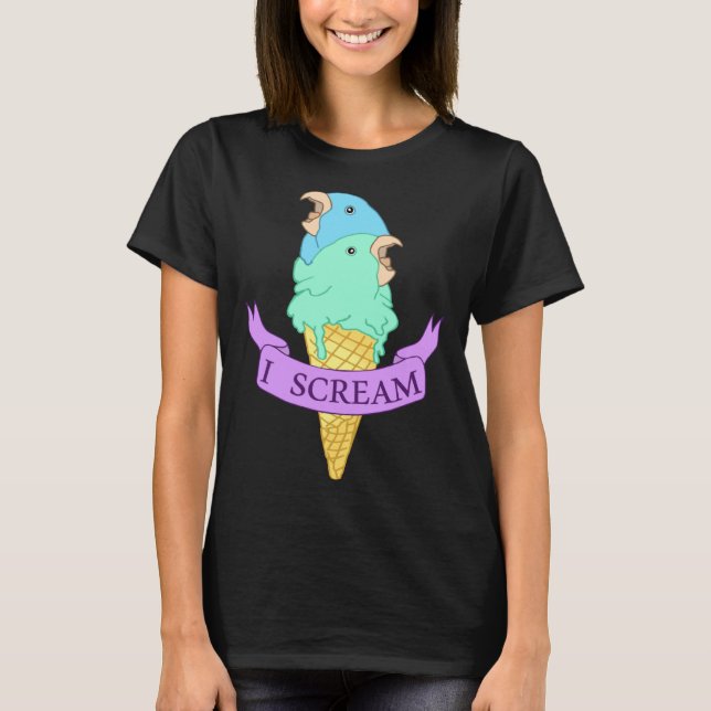 I scream Blue Parrotlet Ice cream Turquoise parrot T-Shirt (Vorderseite)