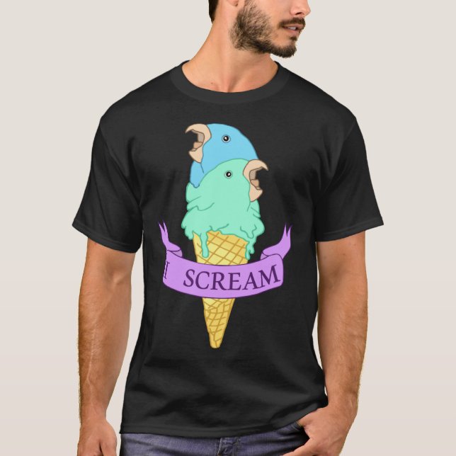 I scream Blue Parrotlet Ice cream Turquoise parrot T-Shirt (Vorderseite)