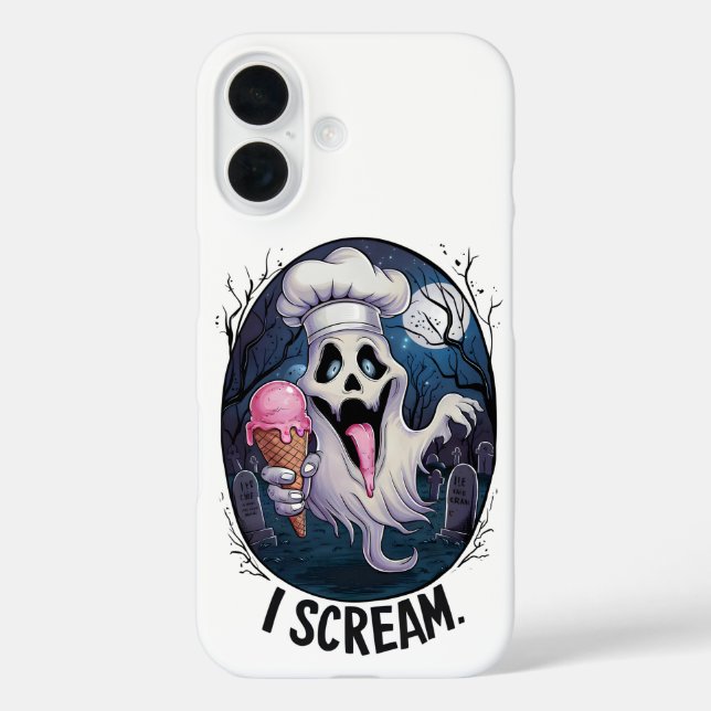 "I Scream" Funny Ghost Chef Halloween Ice Cream St Case-Mate iPhone Hülle (Rückseite)