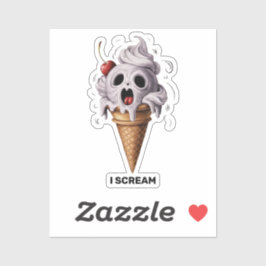 "I Scream" Funny Ghost Koch Halloween Ice Cream St Aufkleber