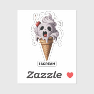 "I Scream" Funny Ghost Koch Halloween Ice Cream St Aufkleber