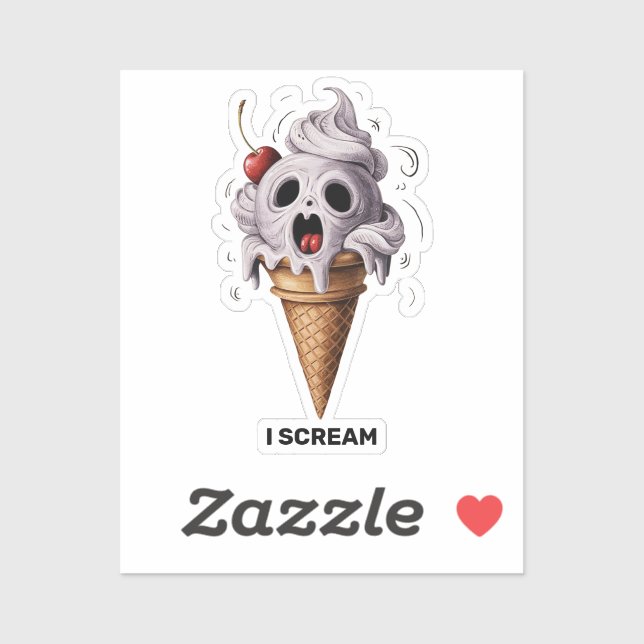 "I Scream" Funny Ghost Koch Halloween Ice Cream St Aufkleber (Blatt)