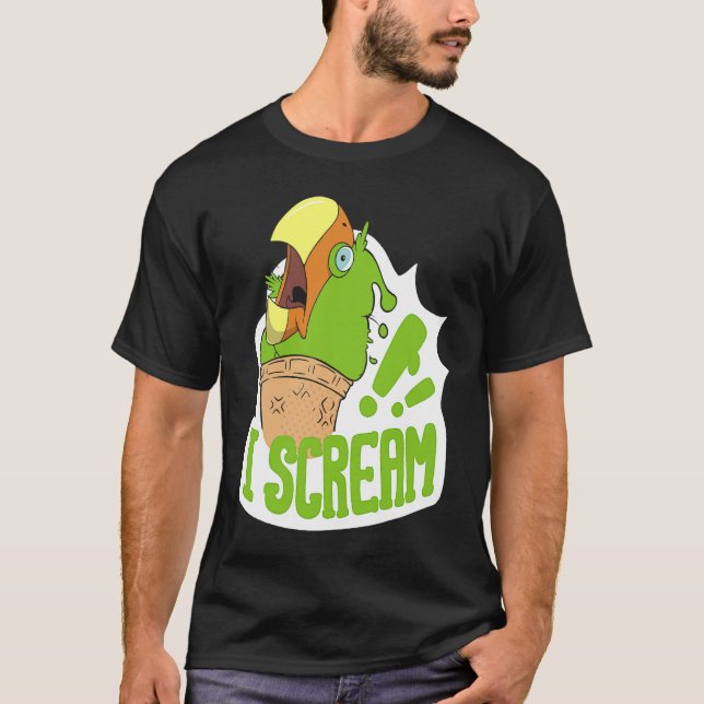 I Scream Ice Cream Parrot Screaming for Cockatiels T-Shirt (Vorderseite)