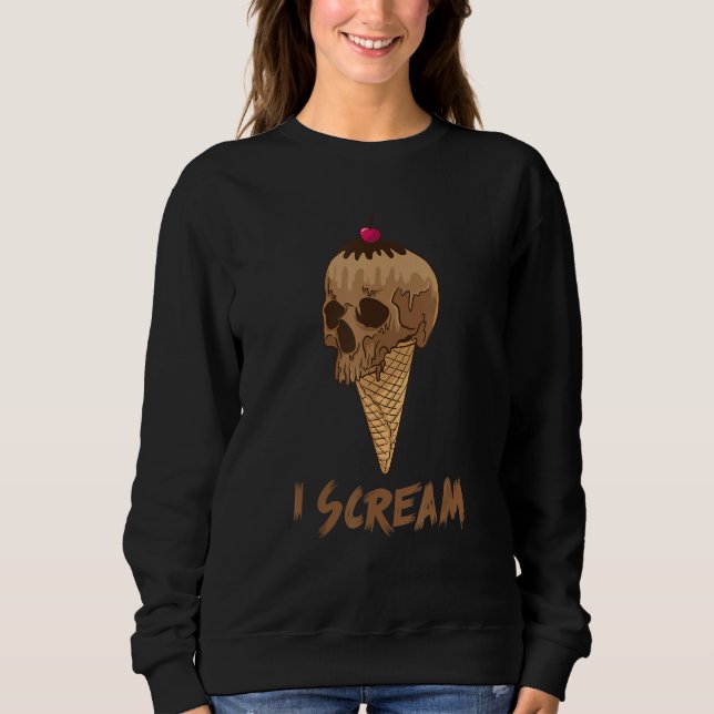 I Scream Ice Cream Skull Halloween Costume Party C Sweatshirt (Vorderseite)