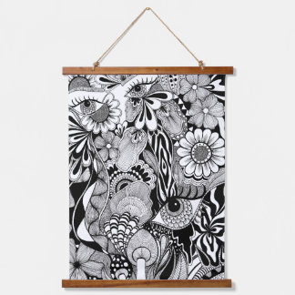 I See It Differently –  Monochrome Hand-Drawn Art Wandteppich Mit Holzrahmen