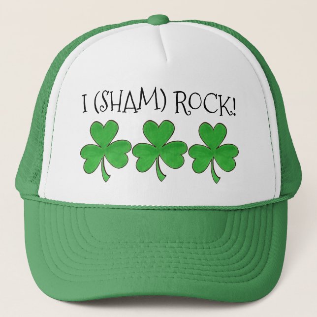 I (Sham) Rock Lucky Irish Green Kleeblatt Clover Truckerkappe (Vorderseite)