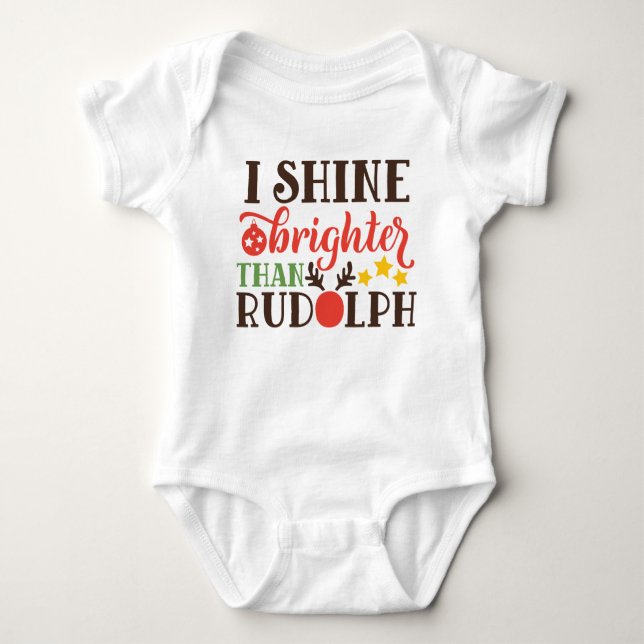 I Shine Brighter als Rudolph Baby Strampler (Vorderseite)