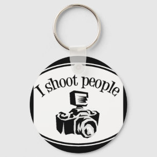 I Shoot People Retro Photographer's Camera B&W Schlüsselanhänger