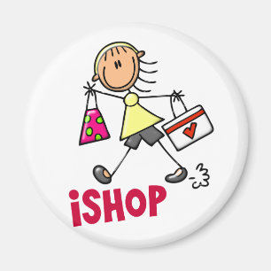 I SHOP Strichmännchen T - Shirt & Geschenke Magnet