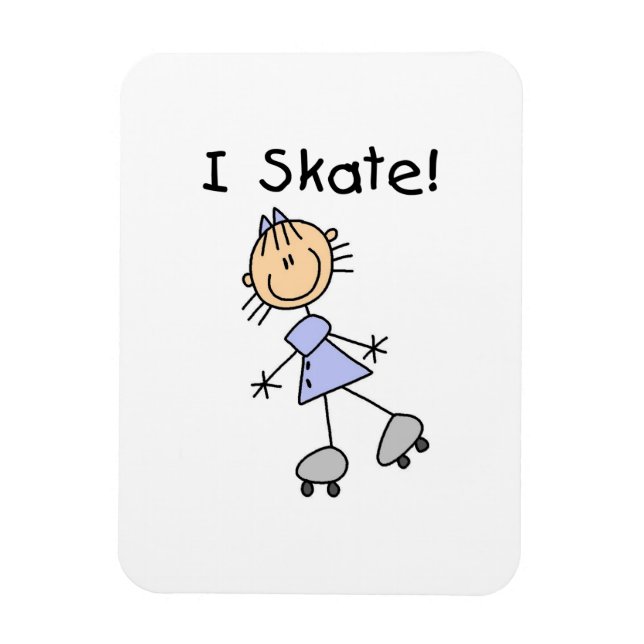 I Skate - Girl Roller Skater Magnet (Vertikal)