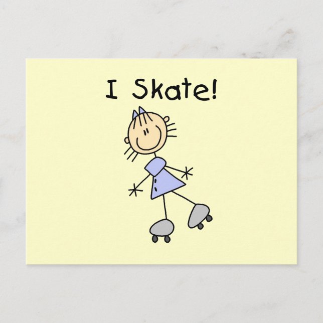 I Skate - Girl Roller Skater Postkarte (Vorderseite)