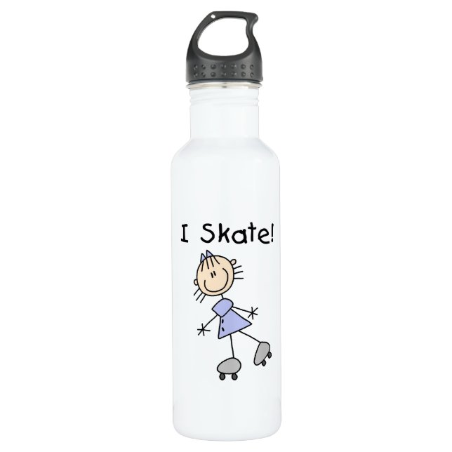 I Skate - Girl Roller Skater Trinkflasche (Vorderseite)