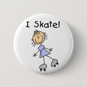 I Skate-Strichmännchen-Knopf Button