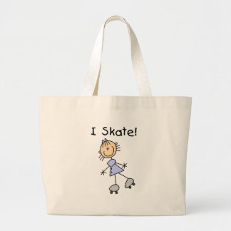 I Skate-Strichmännchen-Mädchen-Tasche Jumbo Stoffbeutel