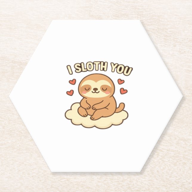 I Sloth You - Niedliche Kawaii Sloth Liebe Pub Des Untersetzer (Vorderseite)