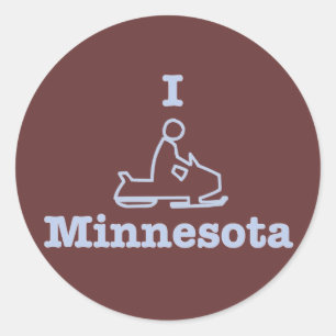 I Snowmobile Minnesota Runder Aufkleber