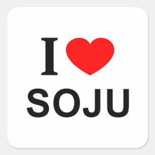 I ❤️ SOJU I LIEBE SOJU I HEART SOJU QUADRATISCHER AUFKLEBER