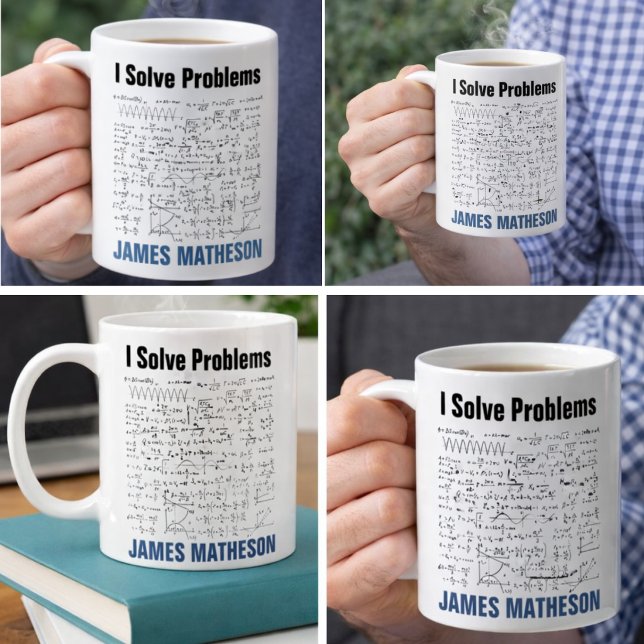 I Solve Problems Funny Math Equations Personalized Kaffeetasse (I Solve Problems Funny Math Equations Personalized Coffee Mug)