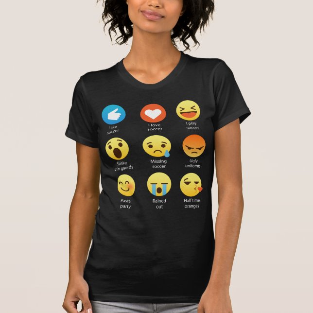 I soziales Liebe-Fußballemoticon-(emoji) (weißer T-Shirt (Vorderseite)